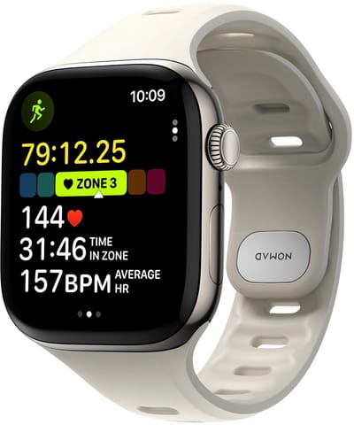 Nomad Tempo Watchband 40-42 mm – Duurzaam FKM-rubber – Waterdicht voor dagelijks gebruik en workouts – Veilige pin-en-tuck sluiting - Beige