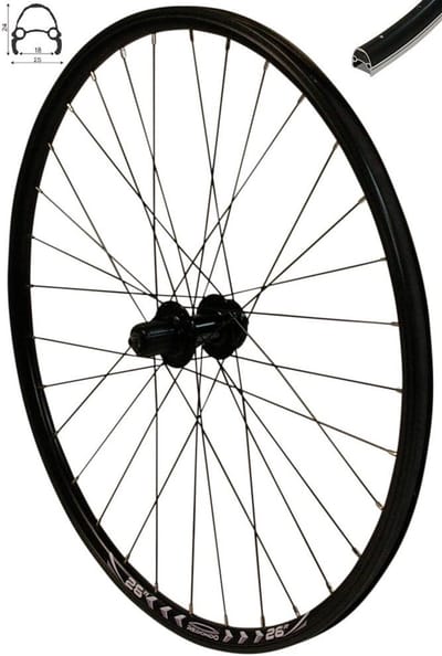 Achterwiel Fiets - Reservewiel Wielset - Schijfremmen Monteren - Dubbelwandige Velg - 26 Inch Wielmaat - Zwart