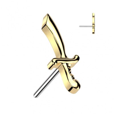 Piercing zwaard top push in 1.2x6 - goud - LMPiercings