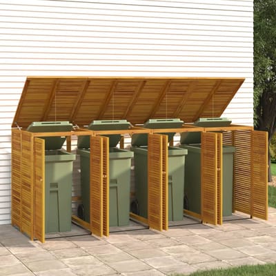 vidaXL - Vuilnisbakberging - viervoudig - 280x89x117 - cm - massief - acaciahout