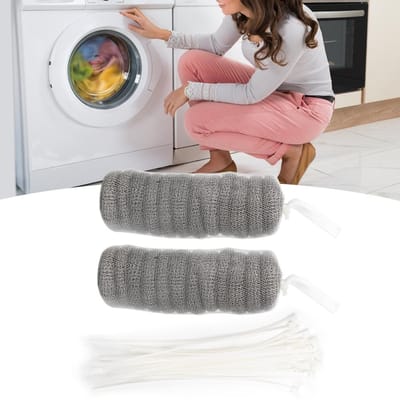 24 filtres et 24 attaches de câble en acier inoxydable pour lave-linge - Outils de nettoyage pour pièges à peluches gray