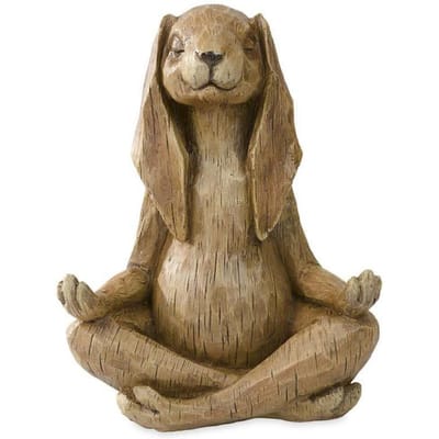 Langoren Meditatie Konijn Hars Ornamenten Leuke Tuinsfeer Decoratie Dier Beeldje Huis en Buiten Hars Ambachten brown