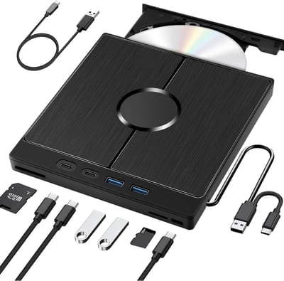 SCH® Externe DVD Speler voor Laptop - Externe DVD Speler - DVD Speler - Zwart - ‎19cm x 17cm x 3cm