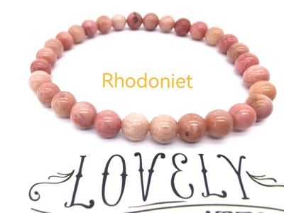 Armband – Edelsteen – Rhodochrosiet - 6mm Kralen - 18 cm - Werking: vrolijk, levendig, spontaan, liefdevol, enthousiast, positief, helpt van jezelf houden en bij het aantrekken van liefdesrelaties.