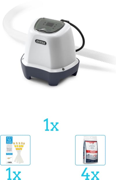 Intex QS200 zoutwatersysteem - Zwembaden tot 8.327 liter inclusief Zwembadzout (4 stuks) en Testrips