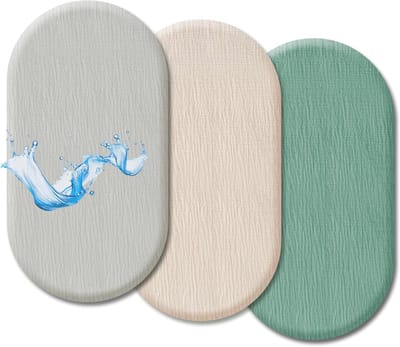 Set van 3 fitted sheets en matrasbeschermer voor speelbed, 100% mousseline katoen, zacht en van hoge kwaliteit, universele hoeslakens voor kinderwagens en wiegjes.