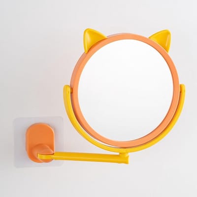 Ronde Wandspiegel voor Badkamer en Make-up, 360 Graden Verstelbare Enkelzijdige Spiegel in Oranje