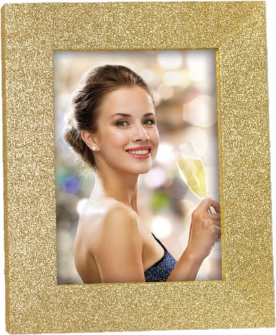Houten fotolijstje goud met glitters 15 x 20 cm geschikt voor een foto van 10 x 15 cm
