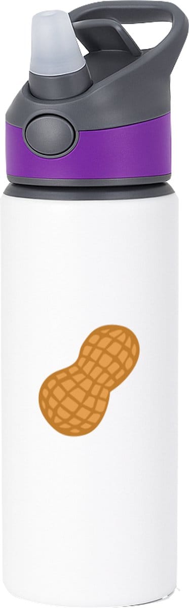 Hacebo® - Pinda's waterfles met rietje paars - Pinda - Liefhebbers van eten - Peulvruchten - noten - water fles - 650ML