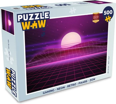 Puzzel Gaming - Neon - Retro - Paars - Zon - Gamen - Legpuzzel - Puzzel 500 stukjes