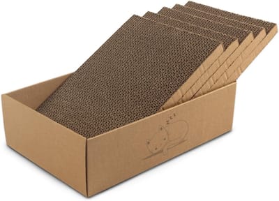 FLOORDIREKT Kattenkrabplank Tiger - Met 5 Krabplanken - 43,5 x 29,5 x 14 cm - Dubbelzijdige Kattenkrabplank - Kattenkrabplank voor Klauwverzorging
