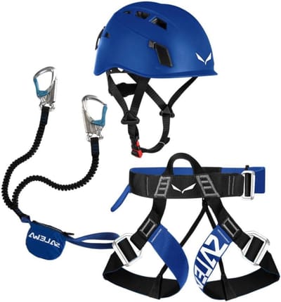 Klimset Compleet - Veiligheidspakket Klimmen - Klimmen Buiten - Automatische Karabiner - 40-120 kg - Zwart Blauw