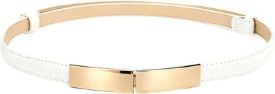 QTTVBTNA - Dames Lederen Riem - Jurkriem - Dunne tailleriem - modieuze en elegant - Verstelbare Tailleband - Dames Jurk Accessoire - Wit - 52-95cm - 1 stuk