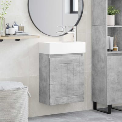 vidaXL - Badkamermeubel - met - kraan - Betongrijs - 45,5 - x - 25,5 - x - 84 - cm