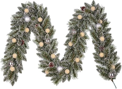Black Box Trees Kaprun Guirlande met LED Verlichting en Timerfunctie - L270 x Ø25 cm - Zilver, Groen