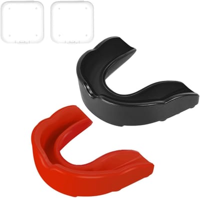 2 Stuks Sport Mondbeschermer met Opbergdoos voor Volwassenen, Zwart en Rood, Bescherming en Comfort