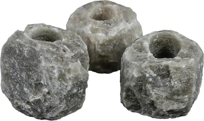 3x Waxinelichthouder / Theelichthouder zoutsteen zwart (3 stuks) - Middel - 0,6-1kg - ca. 9x9x8cm