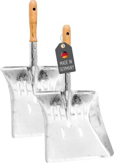 Grote Metalen Veegschep met Houten Handvat - Stabiel en Duurzaam