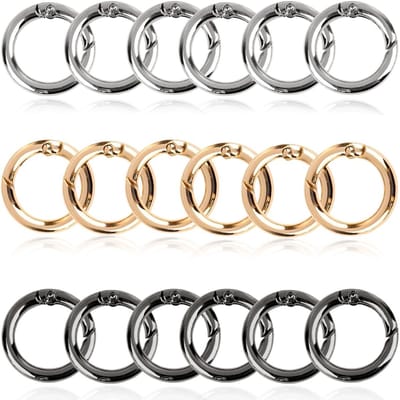 Dailygoods- Karabijnhaak 18 Stuks - Ronde Karabijnhaken - Klikveergesp - Zinklegering - Duurzaam - Binnendiameter 20 mm - Sleutelhanger