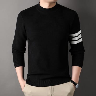 Nieuwe Eendelige Trui Heren Jongeren Trui Koreaanse Stijl Losse Casual Katoenen Breigoed Gemakkelijk te Combineren Herfstkleding T-shirt XXXXL black