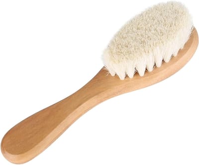 Zachte Geitenhaar Borstel voor Babyhoofd Massages, Houten Handvat, Verzorging en Ontwarring