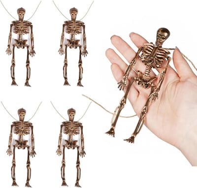 SnelShoppen - Halloween Decoratie Skelet Slingers, 4 Stuks Realistische Skelet Hangers aan Touw, Eng Halloween Wanddecoratie voor Feest, Spookhuis Deu