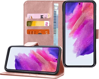 Hoesje geschikt voor Samsung S21 FE - Book Case Magnetische Flip Hoes Cove Portemonnee Rustic Rose