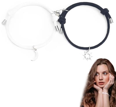 1 paar armbanden paar geweven gebreide verstelbare armbanden zon maan handgemaakte armbanden mode paar armbanden set handketting geschenken voor vrouwen meisjes zwart wit