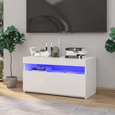Tv-kast met LED-verlichting - Mediameubel Opbergkast - Entertainment Organiseren - Hoogglans Afwerking - 75x35x40 cm - Wit