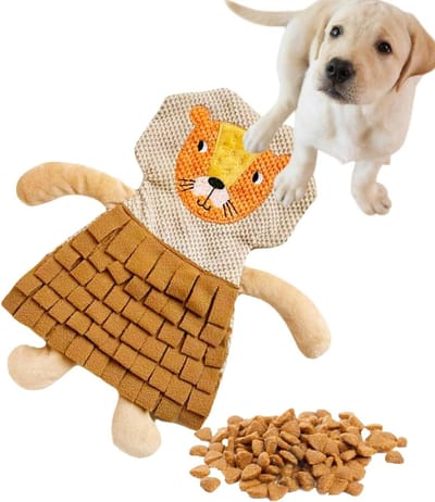 Snuffelmat Honden - Puzzel Voederspeelgoed - Mentale Stimulatie - Met Geluidsstimulatie - 30 x 31 cm - Leeuw