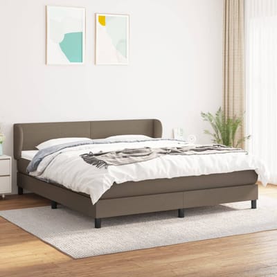 vidaXL - Boxspring - met - matras - stof - taupe - 160x200 - cm