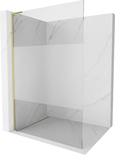 Mexen Kioto L douchewand Walk-in 70 x 200 , transparant/matglas, goud geborsteld - 800-070-103-55-35