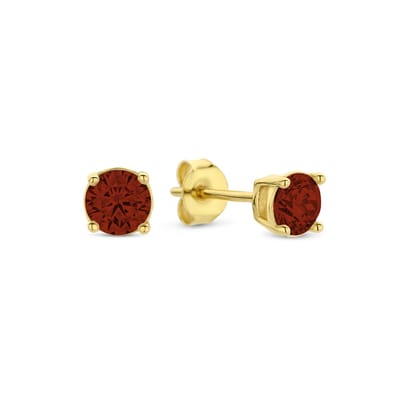 New Bling 9NB-1173 Zilveren Oorknopjes met Zirkonia Steentje 4mm - Rood - Zilver - Verguld/Goud op Zilver