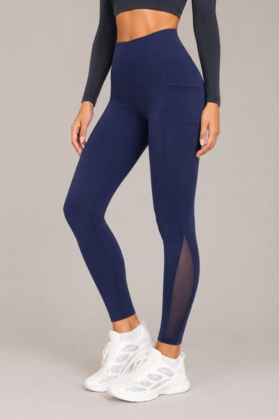 SparkNine Meshtone Sportlegging - S - blauw - mesh details & handige zakken - sportbroek - ademend & stijlvol - elastisch - squatproof