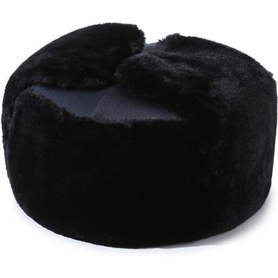 Chapeau d'hiver extérieur épaissi coupe-froid et chaud Chapeau Lei Feng pour homme coupe-vent Chapeau en coton du nord-est Chapeau de ski Average size black