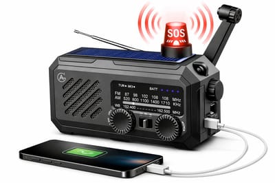 AG Noodradio Solar Opwindbaar en Batterij - Draagbaar - 3 in 1 Radio - Handdynamo – Opwindbare FM/AM/WB Radio – Powerbank 2000mAh – USB & USB-C opladen – Zaklamp & SOS-Alarm – Voor Noodpakket, Camping & Stroomuitval - Zwart