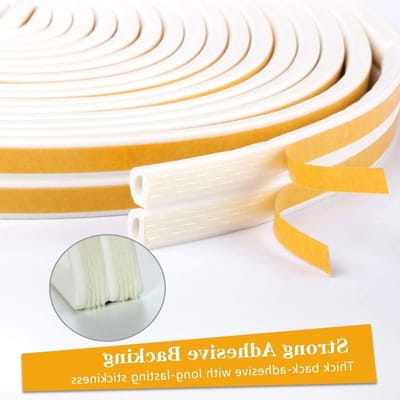 Dichtingstape voor Deuren en Ramen, Zelfklevende Rubber D-Type Schuim Sealing Tape, Geluidsisolatie en Tochtwering, Wit, 10 m voor Optimale Isolatie