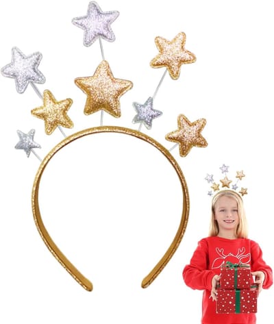 Gouden Glitter Ster - Hoofdband Dames - Feestelijk Accessoire - Duurzaam Legering Materiaal - 003 cm - Goud