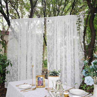 Gordijnen 1 stuk 150x130cm - Wit Kant Vitrage met Bloemmotief & Golfrand - Kant en Klaar - Transparante Sheer Gordijnen voor gordijnroede - Gratis Linten - Roedezak voor Woonkamer/Slaapkamer