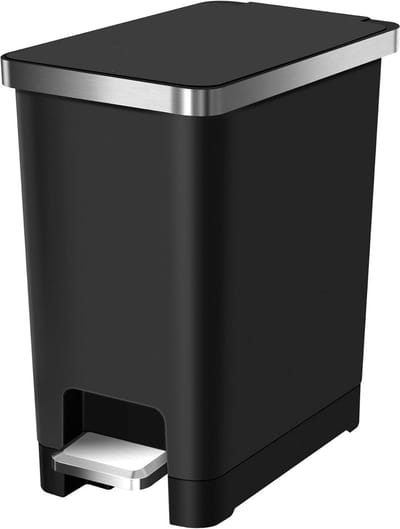 Prullenbak - Afvalbak - Keuken en badkamer - Flip N Click deksel - 10 liter - Zwart
