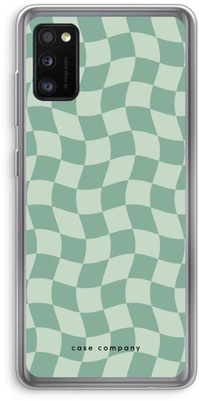 Case Company® - Hoesje geschikt voor Samsung Galaxy A41 hoesje - Grid Groen - Soft Cover Telefoonhoesje - Bescherming aan alle Kanten en Schermrand