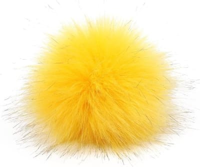 Set van 10 Fluffy Pom Poms met Drukknop voor Dames Handtassen, Hoeden, Schoenen en Sjaals - Geel 15 cm Decoratie