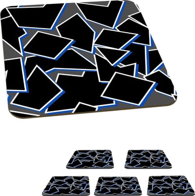 Onderzetters voor glazen - Vormen - Geometrie - Zwart - Design - 10x10 cm - Glasonderzetters - 6 stuks