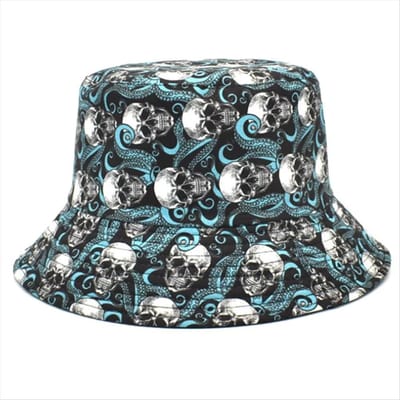 Chapeau Bob Unisexe Graffiti Crâne Protection UV Pliable Extérieur Soleil Casquette Pêcheur Pour Hommes Et Femmes black