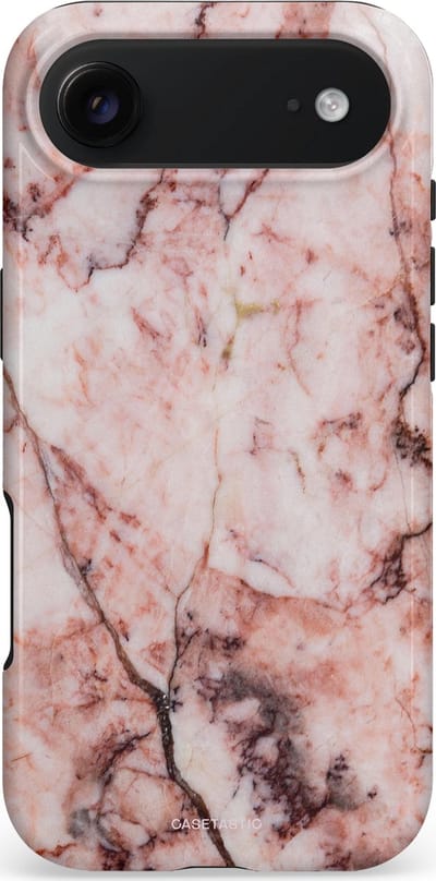 Casetastic hoesje geschikt voor Apple iPhone Air - MagSafe - Dubbellaagse bescherming - Koraalrif Marmer - Fashion Case - Lichtroze Perzik