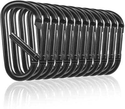 SnelShoppen - Carabiner Hooks Groot Pack van 12 Aluminium 75mm Duurzame Carabiner Haken voor Vissen, Hiking, Reizen en Kamperen