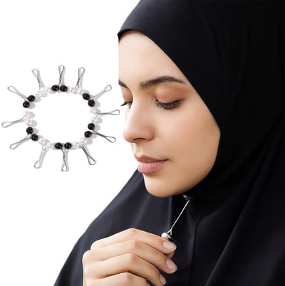 12-delige Luxe Parel Hijab Pins Set – Zwarte & Wit Sjaalclips & Broches – Elegante U-Vormige Speldjes voor Hoofddoek & Sjaal – Imitatieparel met Zinklegering – Voor Dagelijks Gebruik & Feestelijke Gelegenheden