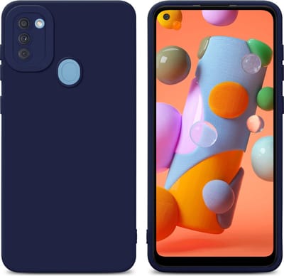 Cadorabo Hoesje geschikt voor Samsung Galaxy A11 / M11 in FLUID DONKER BLAUW - Beschermhoes gemaakt van flexibel TPU silicone Cover Fluid Case