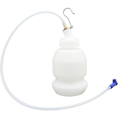 Bouteille de purge de frein 1 L Extracteur de liquide de frein automatique avec crochet de suspension pour tuyau en silicone, blanc blanc
