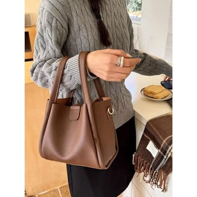 Nieuwe Mode Groentemand Tas Retro Textuur Forens Enkelzijdige Crossbody Handtas Emmer Tas Dames beige